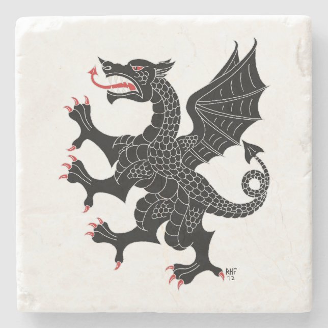 Posavasos De Piedra Sable Rampant Dragon (Anverso)