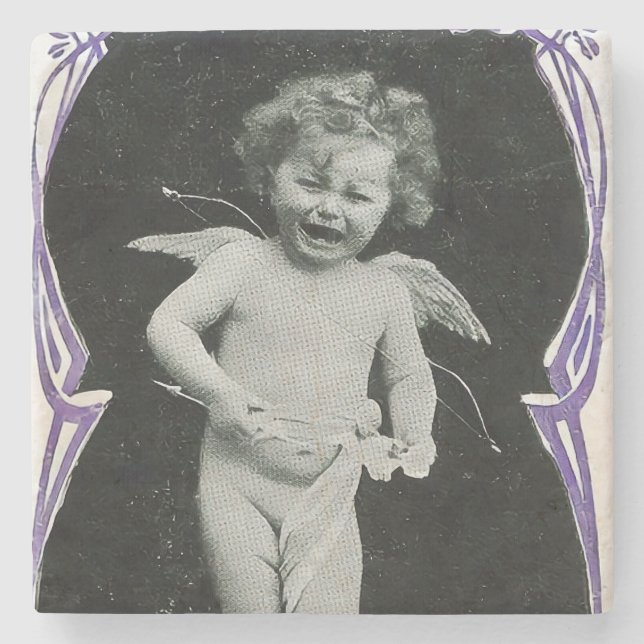 Posavasos De Piedra Sad Cherub Angel Print (Anverso)