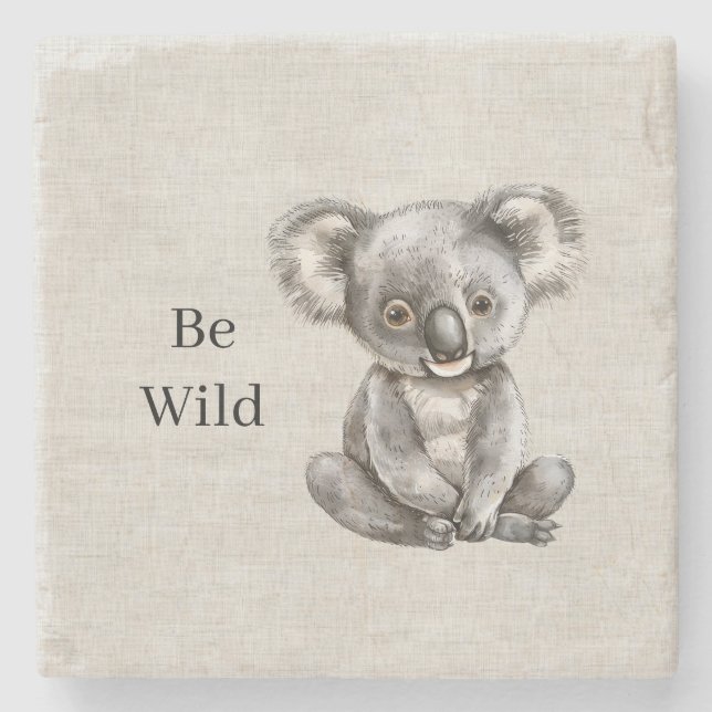 Posavasos De Piedra Safari de Koala Lino Falso (Anverso)