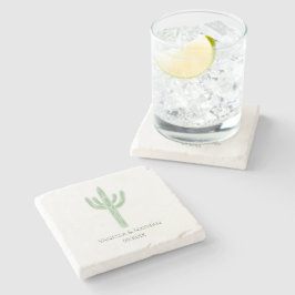 Posavasos De Piedra Sage Green Saguaro Cactus Wedding Favor