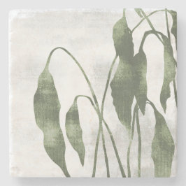 Posavasos De Piedra Sage Olive Green Painterly Botanical Art 03