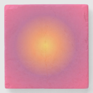 Posavasos De Piedra Sagittarius Aura Gradiente Zodiac, amarillo púrpur