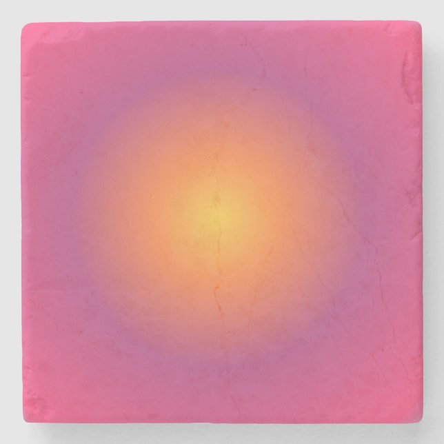 Posavasos De Piedra Sagittarius Aura Gradiente Zodiac, amarillo púrpur (Anverso)