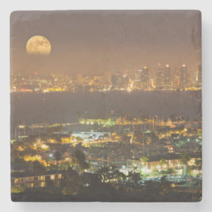 Posavasos De Piedra Salida de la luna sobre el horizonte de San Diego