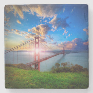 Posavasos De Piedra Salida del sol del Golden Gate