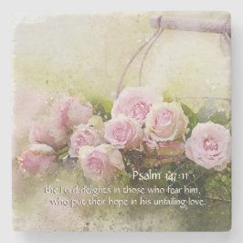Posavasos De Piedra Salmo 147:11 Inspirador Biblia Verse Roses Rosa