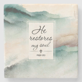 Posavasos De Piedra Salmo 23"4 Restaura Mi Cruz Del Alma