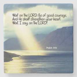 Posavasos De Piedra Salmo 27:14 Esperar en el océano verso de la Bibli