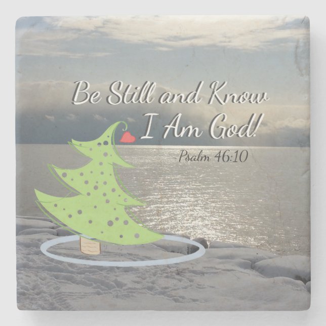 Posavasos De Piedra Salmo 46:10 Navidades de "Sé y sé que soy Dios" (Anverso)