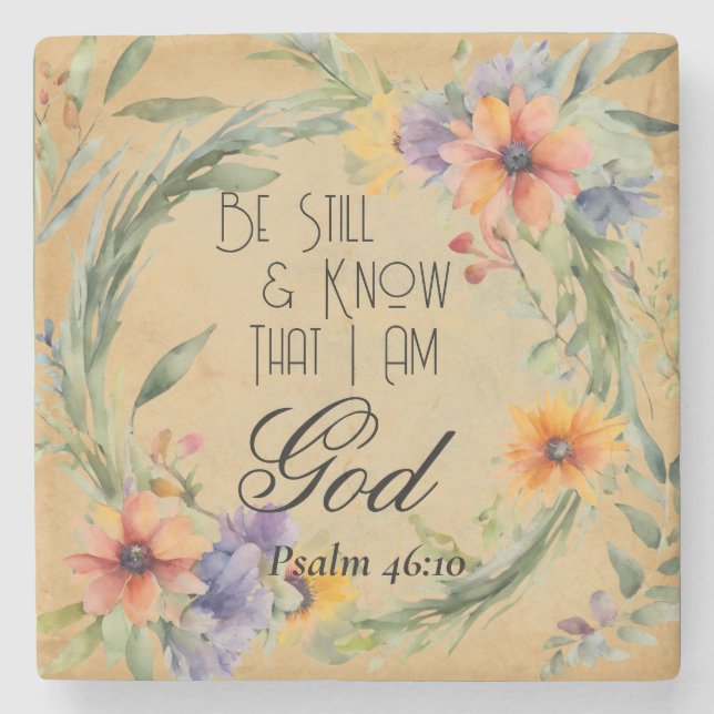 Posavasos De Piedra Salmo 46:10 Verso de la Biblia (Anverso)