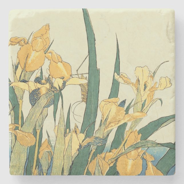 Posavasos De Piedra Saltamontes Hokusai y el iris Japón (Anverso)