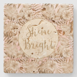 Posavasos De Piedra Saltos Tropicales Crema Rubor Dorado Purpurina Shi