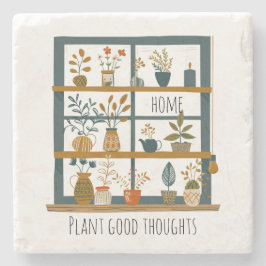 Posavasos De Piedra Salud Mental de Plantas de Interior en Macetas