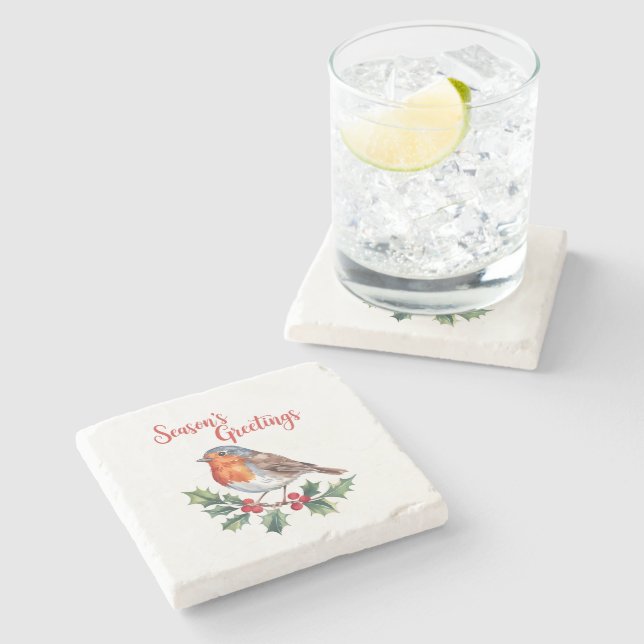 Posavasos De Piedra Saludos de temporada de Robin animado (Lateral)