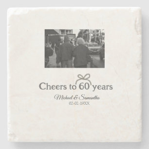 Posavasos De Piedra Saludos dorados a boda de 60 años