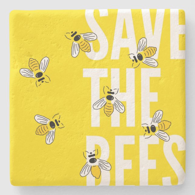Posavasos De Piedra Salvar las abejas (Anverso)