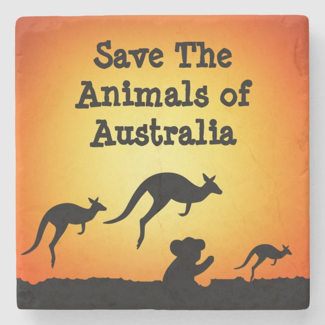 Posavasos De Piedra Salvemos a los animales de Australia (Anverso)