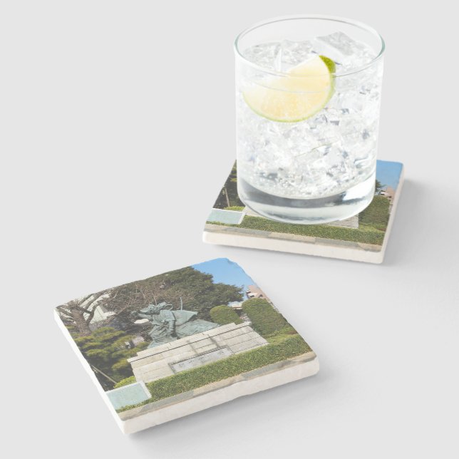 Posavasos De Piedra Samurai Kamakura Gongoro Kagemasa Kabuki Estatua (Lateral)