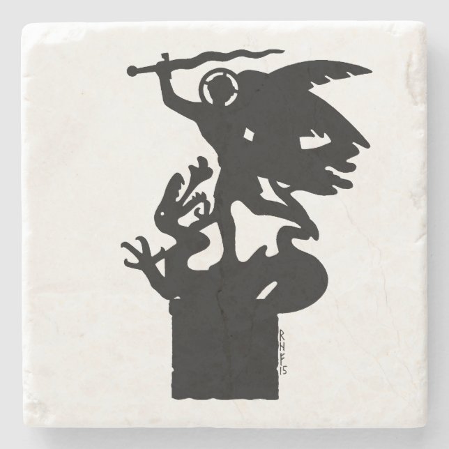 Posavasos De Piedra San Miguel y Dragón (Anverso)