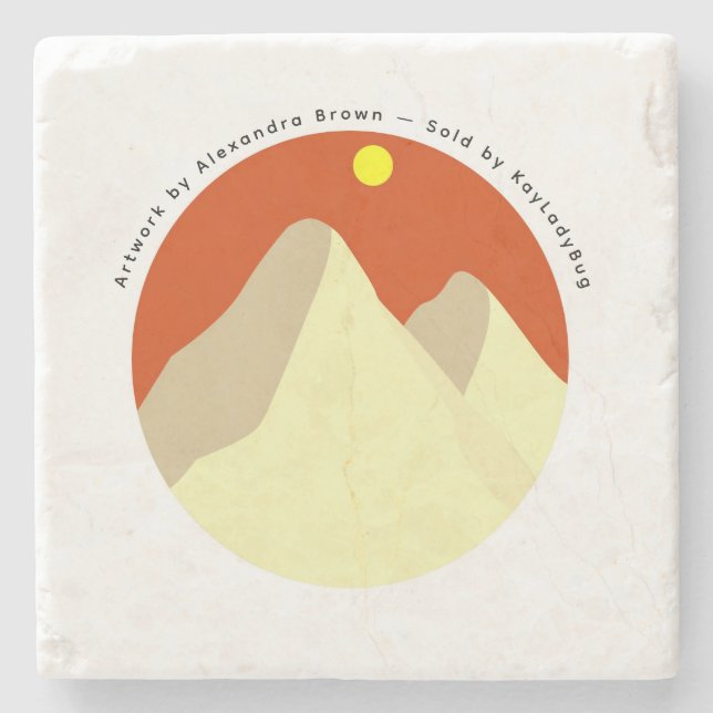 Posavasos De Piedra Sand Dunes Sunset Stone Coaster – Orange Sky Home  (Anverso)