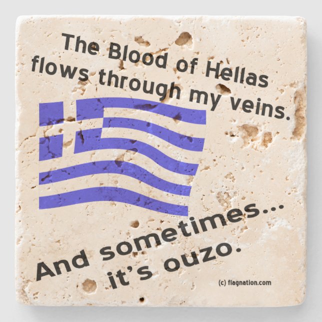 Posavasos De Piedra Sangre de Hellas y Ouzo (Anverso)