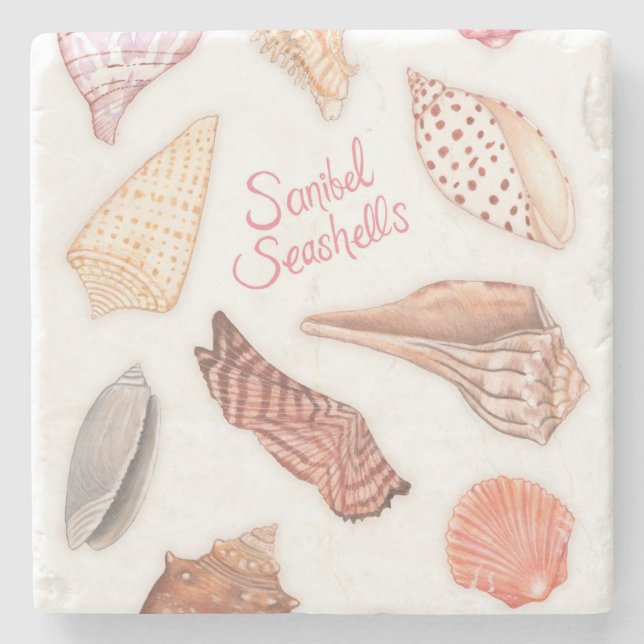 Posavasos De Piedra Sanibel Seashells Coaster (Anverso)
