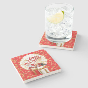 Posavasos De Piedra Santa Claus Cool de vacaciones de Navidad 🎅