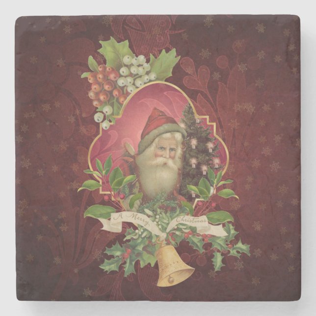 Posavasos De Piedra Santa Claus les desea una feliz Navidad (Anverso)