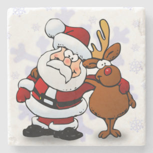 POSAVASOS DE PIEDRA SANTA CLAUS Y RUDOLPH
