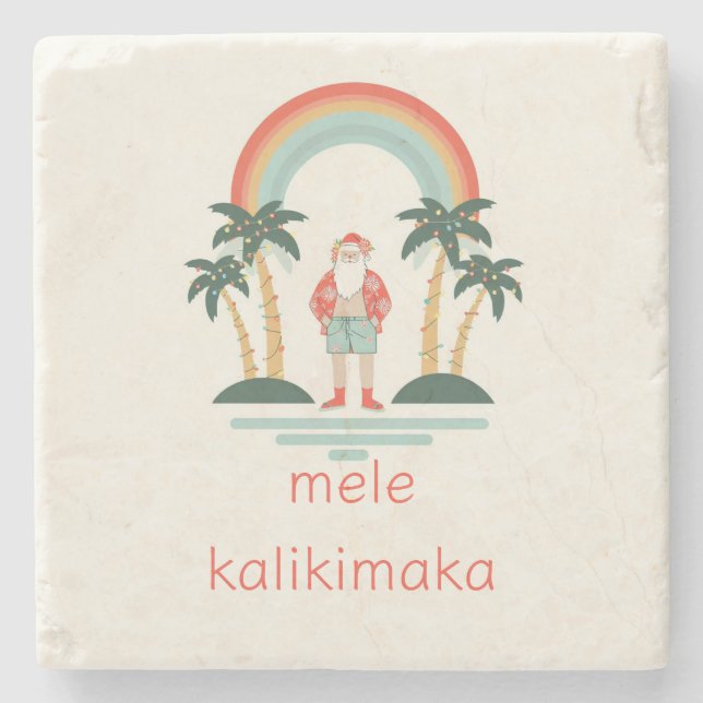 Posavasos De Piedra Santa Cruz/Arcoiris/Palmas (Anverso)