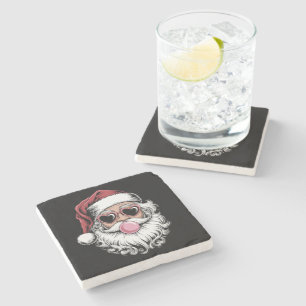 Posavasos De Piedra Santa Retro Con Gafas Soplando Burbuja Navidad