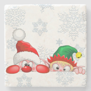 Posavasos De Piedra Santa y elfo Personajes divertidos y adorables mir