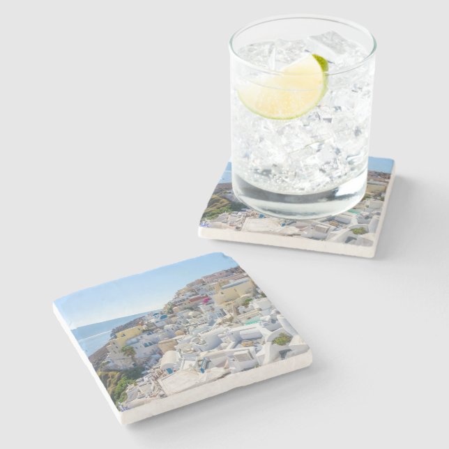 Posavasos De Piedra Santorini Grecia - Día de verano soleado en Santor (Lateral)