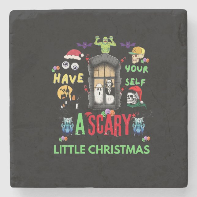 Posavasos De Piedra Scary Little Christmas Horror Holiday Design   (Anverso)