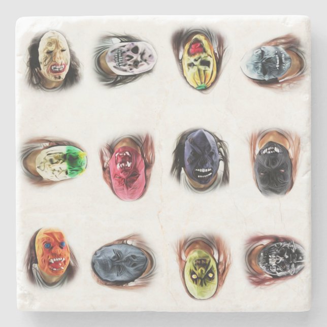 Posavasos De Piedra Scary Mask FUN (Anverso)