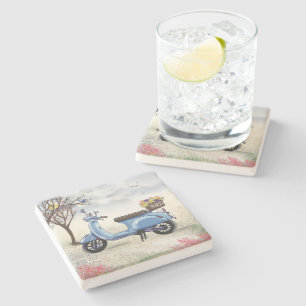 Posavasos De Piedra Scooter Azul