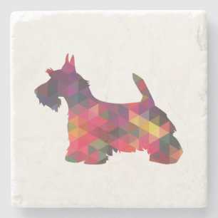 Posavasos De Piedra Scottie Perro Raza Geo Silhouette Multi
