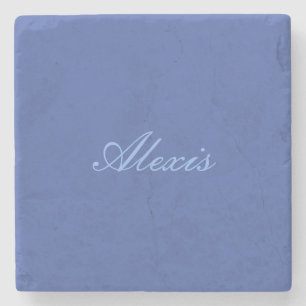 Posavasos De Piedra Script de caligrafía de nombre sencillo azul senci