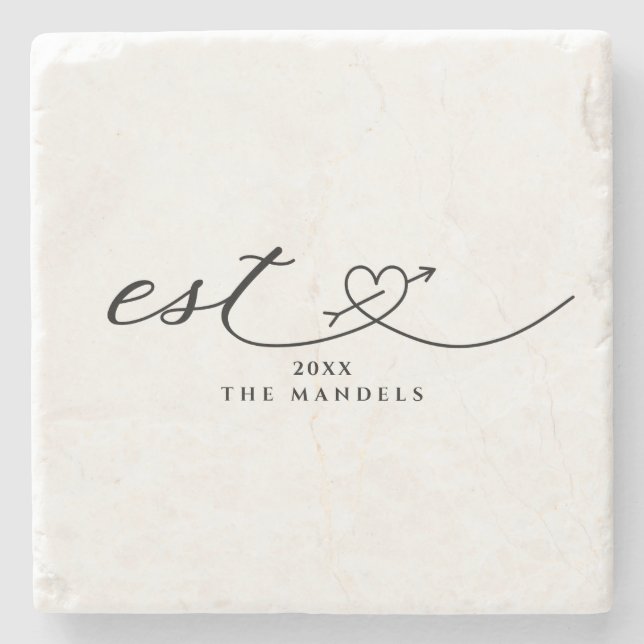 Posavasos De Piedra Script de caligrafía moderna personalizado (Anverso)