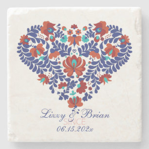 Posavasos De Piedra Script personalizado húngaro folclore abstracto co