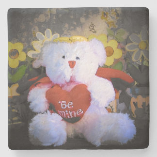 Posavasos De Piedra Sé el mío Teddy Bear con el corazón
