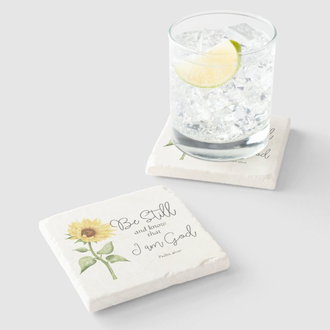 Posavasos De Piedra Sé y sé que soy Dios Girasol (Lateral)