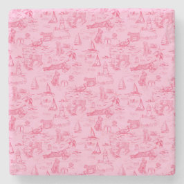 Posavasos De Piedra Sea Dog Toile Pink 