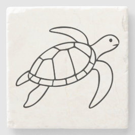 Posavasos De Piedra Sea Turtle Line Art – Minimalist Marine Animal