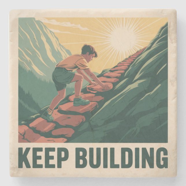 Posavasos De Piedra Seguir Construyendo (Anverso)
