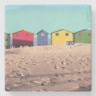 Posavasos De Piedra Seis chozas coloridas el Cape Town, Suráfrica d