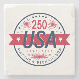 Posavasos De Piedra Semicincoentenario de EE. UU. 250 aniversario de A