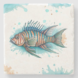 Posavasos De Piedra Semilla de montaña - acuarela Serie: Lionfish