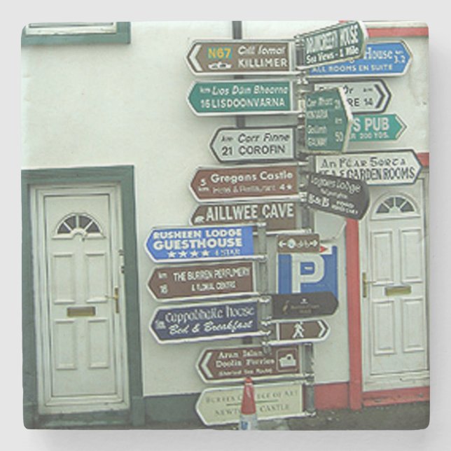 Posavasos De Piedra Señales de tráfico irlandesas, práctico de costa (Anverso)