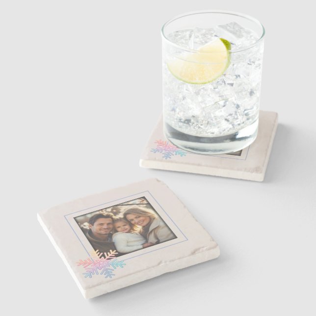 Posavasos De Piedra Sencillo copo de nieve (Lateral)